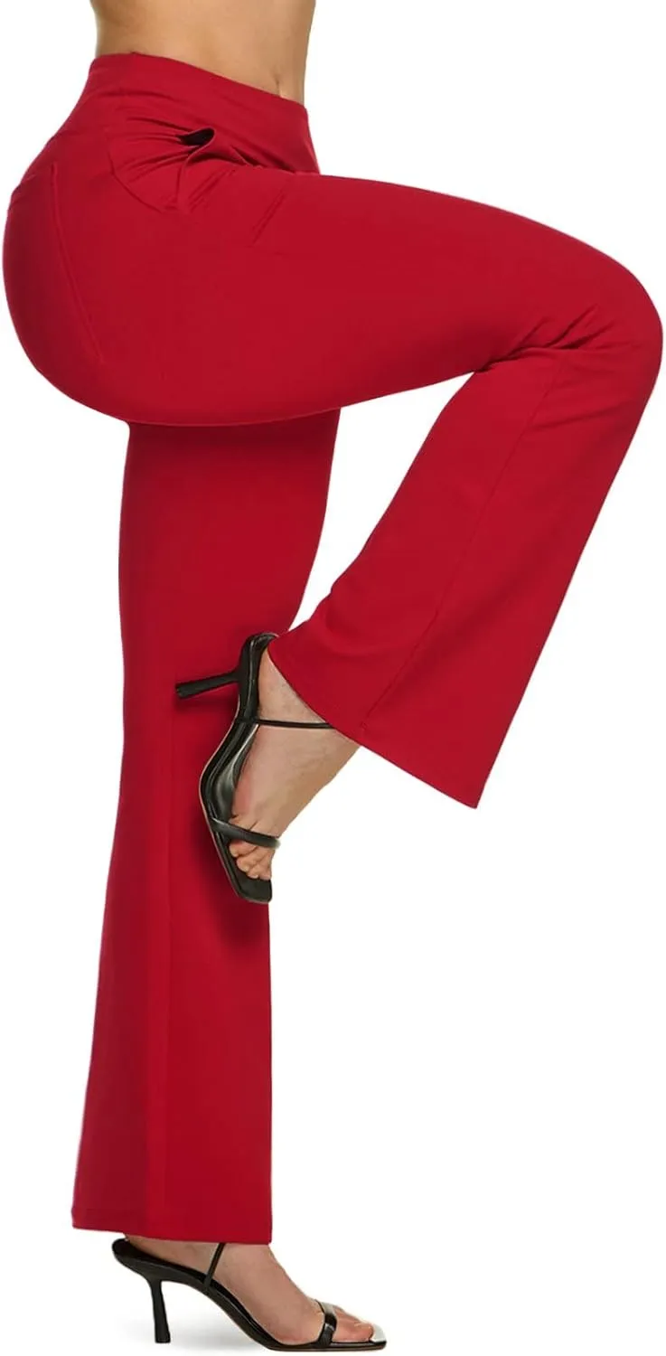 TSLA Women's Yoga & Dress Pants, Office Business Casual Work Slacks, Stretch Straight Leg/Bootcut Pants with 4 Pockets