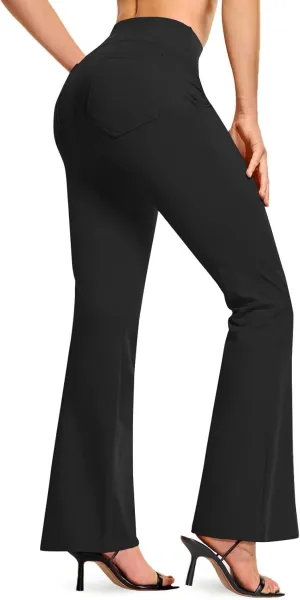 TSLA Women's Yoga & Dress Pants, Office Business Casual Work Slacks, Stretch Straight Leg/Bootcut Pants with 4 Pockets