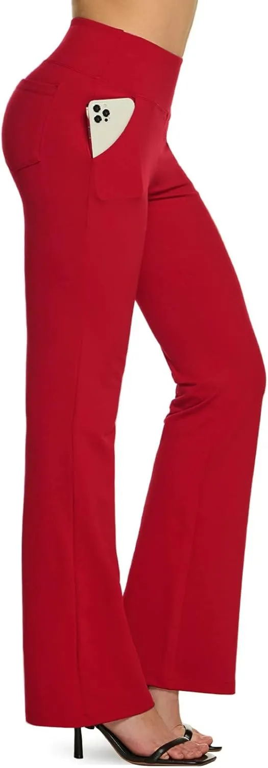 TSLA Women's Yoga & Dress Pants, Office Business Casual Work Slacks, Stretch Straight Leg/Bootcut Pants with 4 Pockets