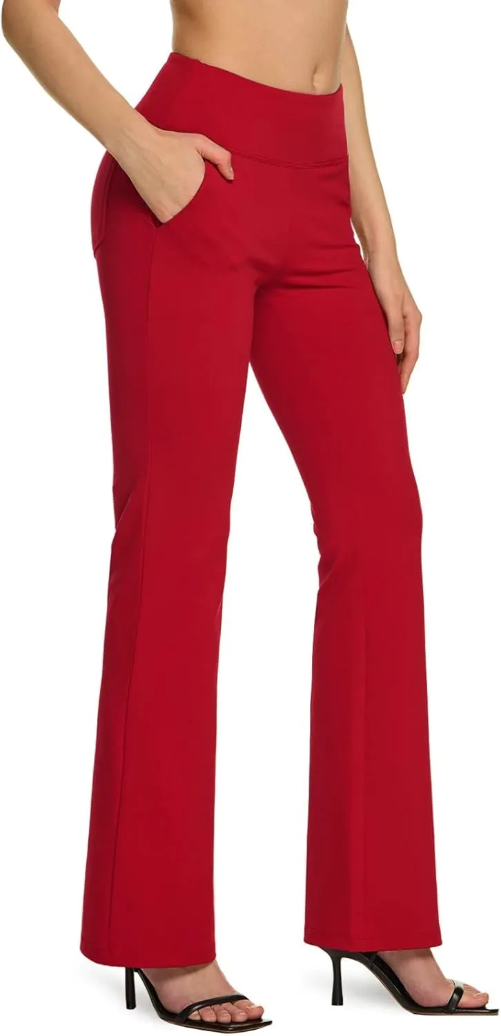 TSLA Women's Yoga & Dress Pants, Office Business Casual Work Slacks, Stretch Straight Leg/Bootcut Pants with 4 Pockets