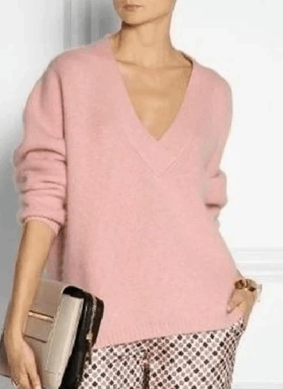 Two Piece Sets For Women Casual Solid Deep V-Neck Long Sleeve Top Print Side Pockets Pants Loungewear Matching Set