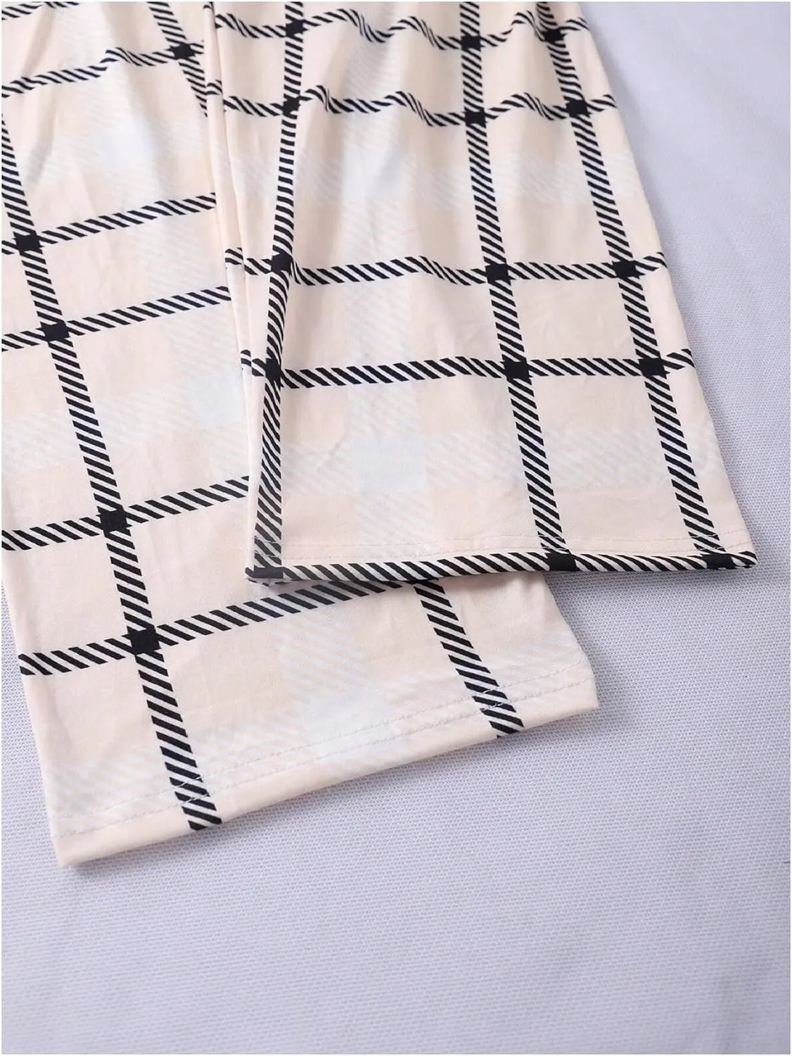 Verdusa Women's 3 Pack Plaid Pajama Bow Lounge Pants Sleepwear Pj Bottoms