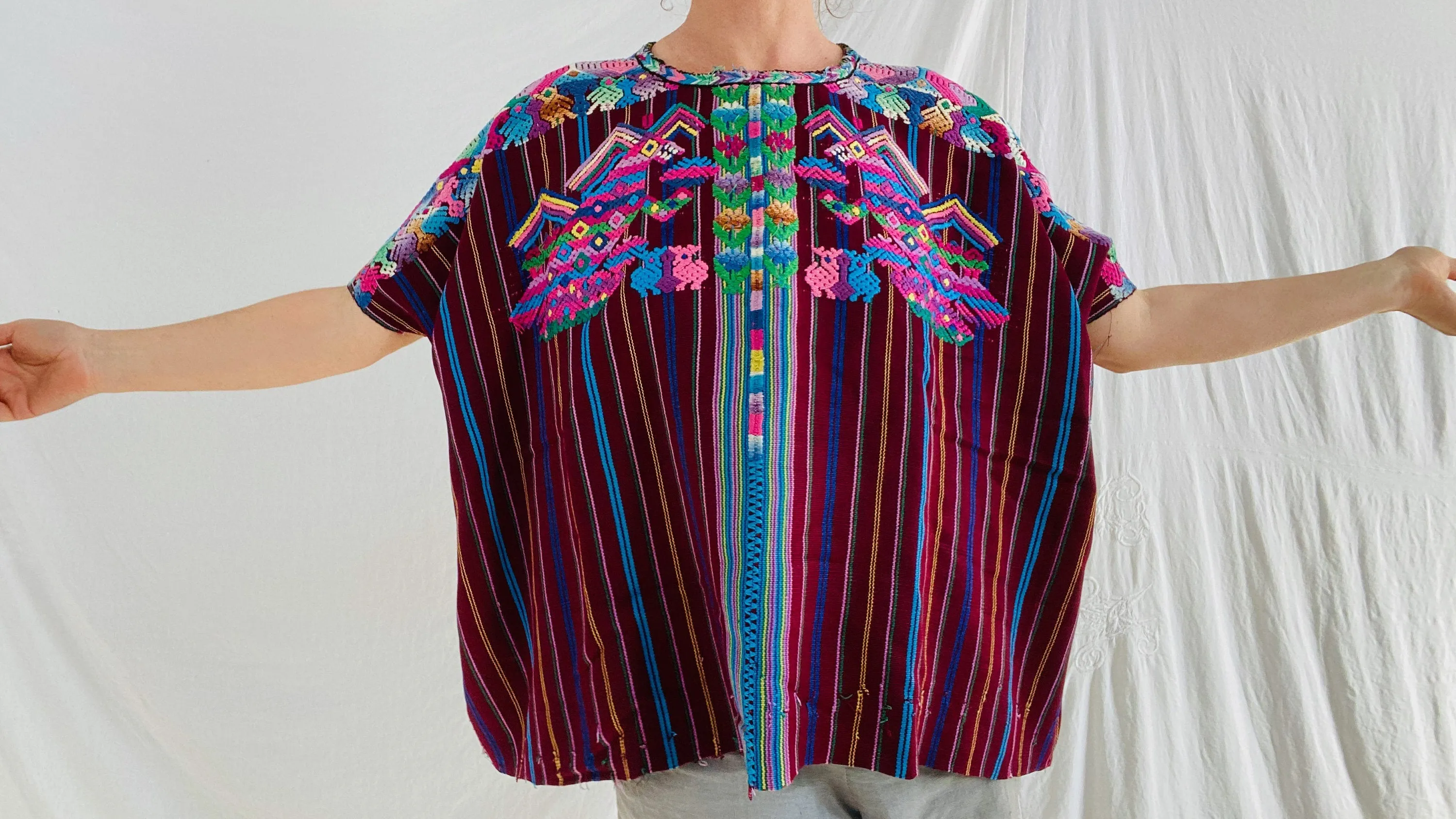 Vintage Guatemala Huipil. Xenacoj. Hand-Woven & Embroidered