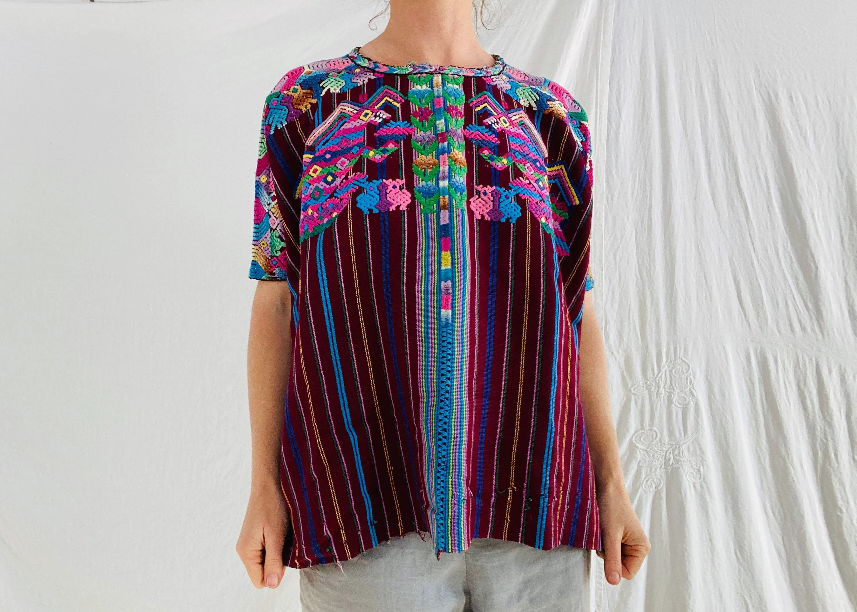 Vintage Guatemala Huipil. Xenacoj. Hand-Woven & Embroidered