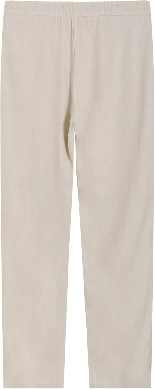 Weintee Women's 34" Inseam Tall Linen Pants with Pockets