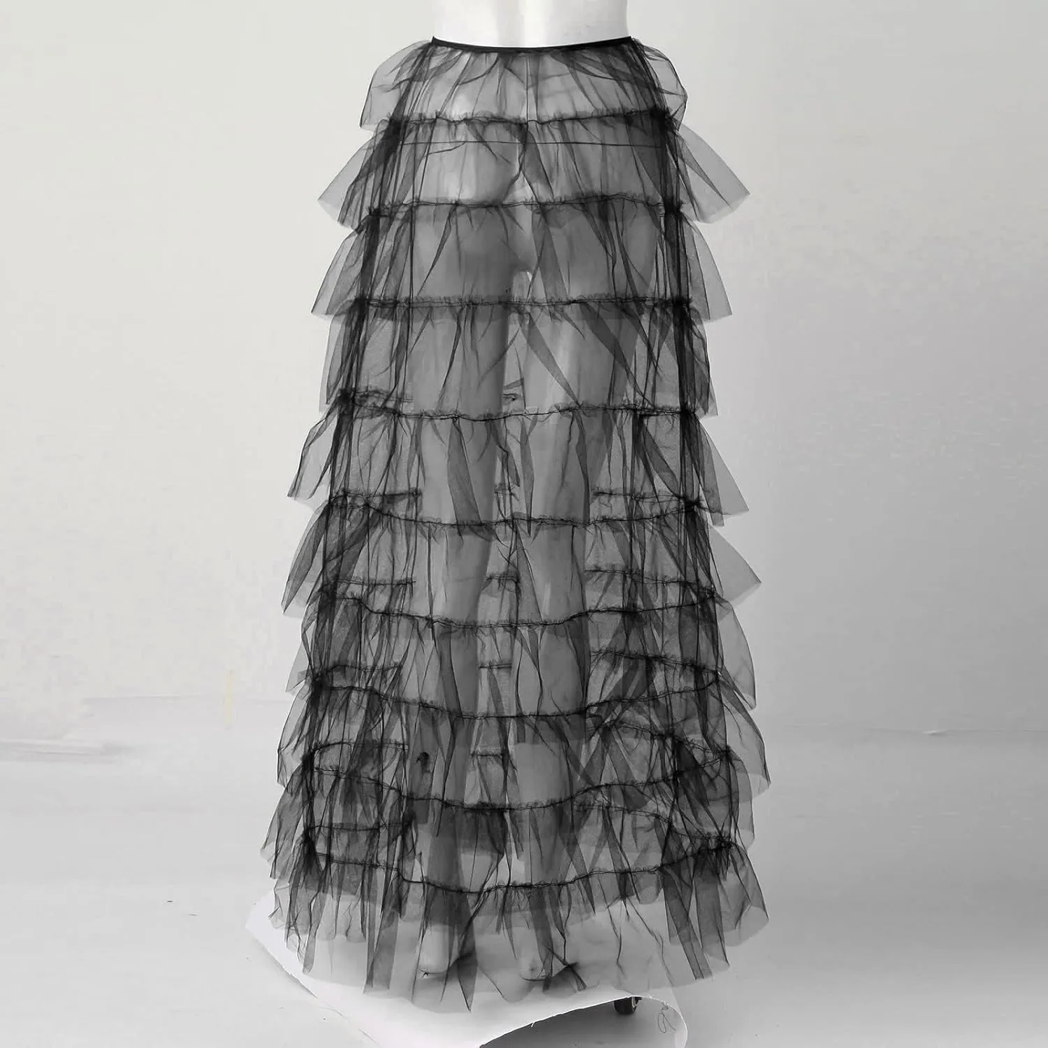 Woman's Cake High Waist Skirt Pleated Skirt Bubble Skirt Long High Low Ruffles Party Tulle Skirt Plaid Schoolgirl
