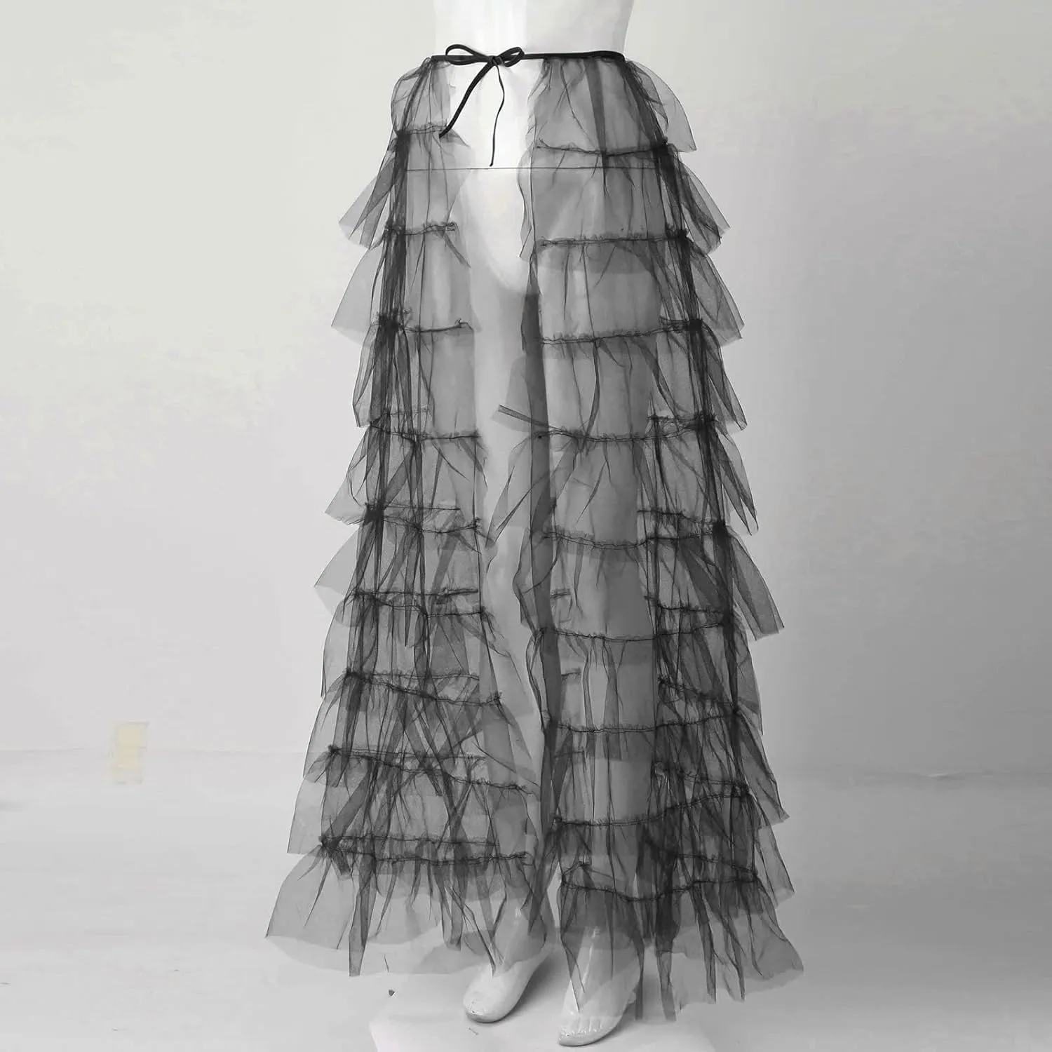 Woman's Cake High Waist Skirt Pleated Skirt Bubble Skirt Long High Low Ruffles Party Tulle Skirt Plaid Schoolgirl