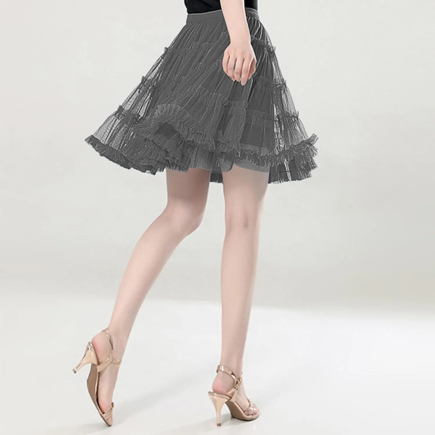 Women Dance Party High Waisted Ruffles Tulle Half Skirt Holiday Party Costume Tutu Ballet Skirts Skirt Plus Size