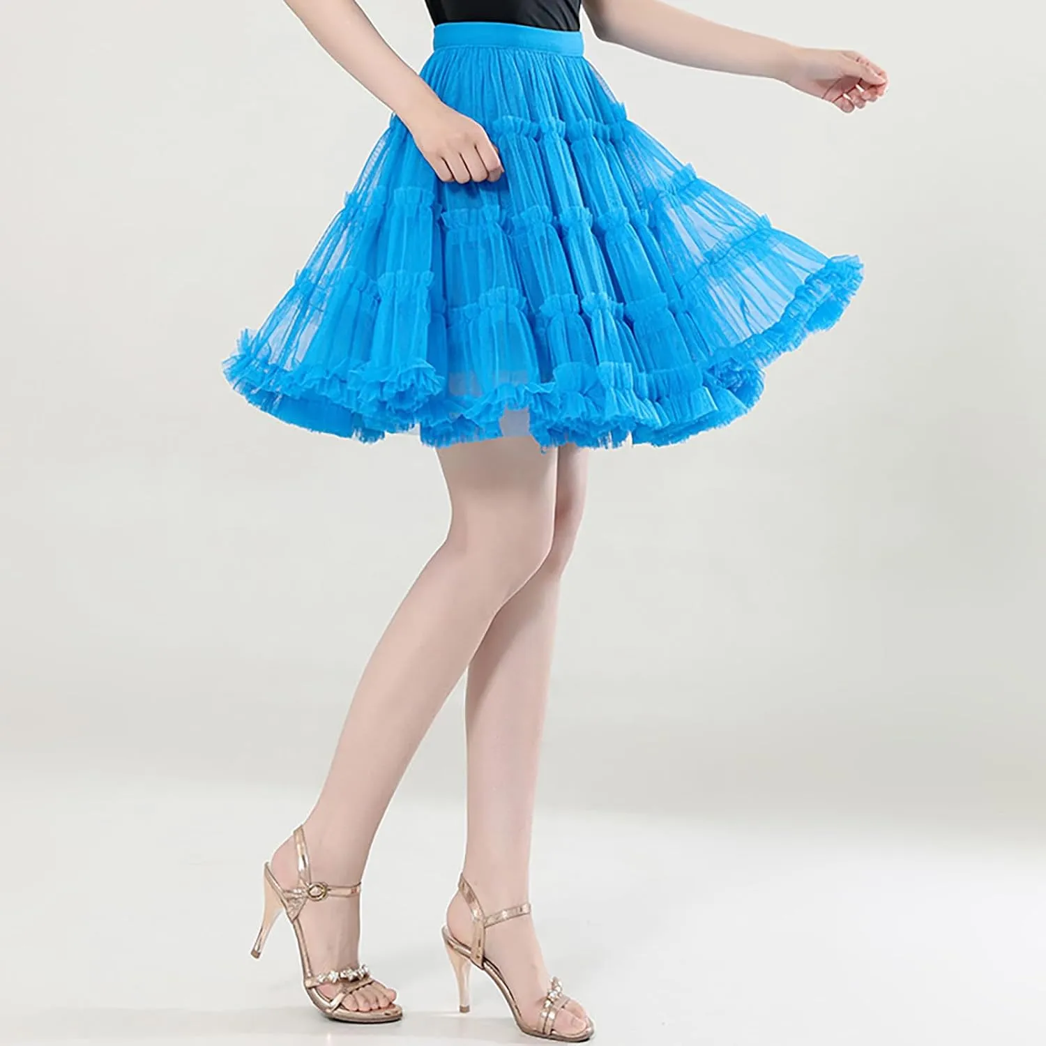 Women Dance Party High Waisted Ruffles Tulle Half Skirt Holiday Party Costume Tutu Ballet Skirts Skirt Plus Size