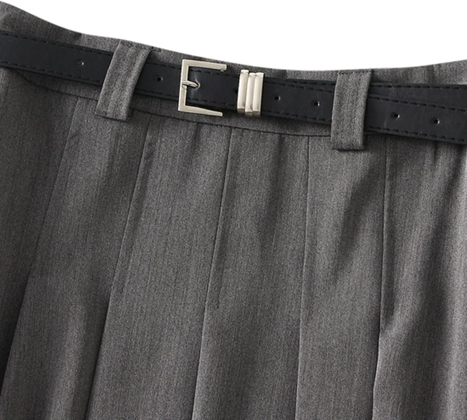 Women Fashion Casual Mid Length Suit Skirt A Line High Waisted Pleated Skirt Daily Costume Half Suit Skirt for