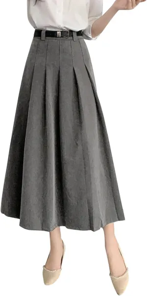 Women Fashion Casual Mid Length Suit Skirt A Line High Waisted Pleated Skirt Daily Costume Half Suit Skirt for