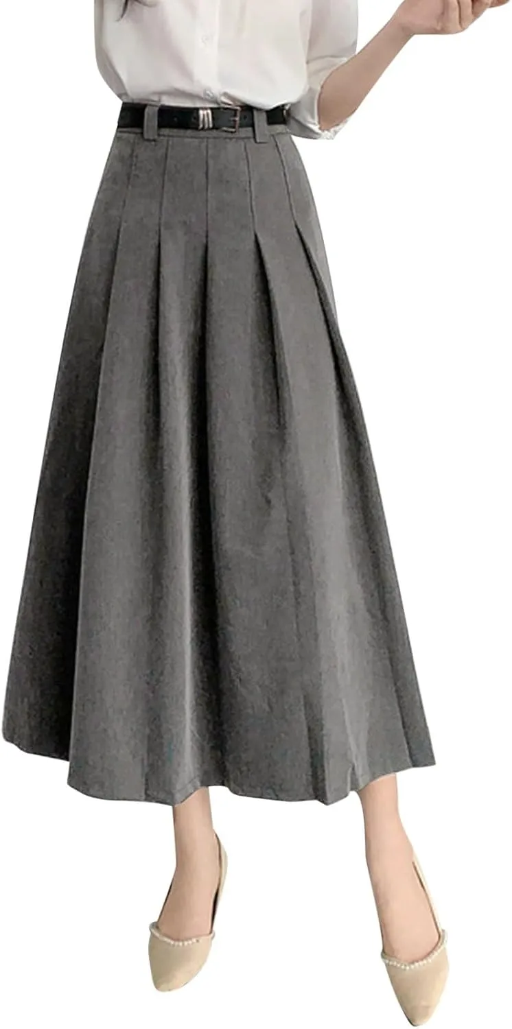 Women Fashion Casual Mid Length Suit Skirt A Line High Waisted Pleated Skirt Daily Costume Half Suit Skirt for