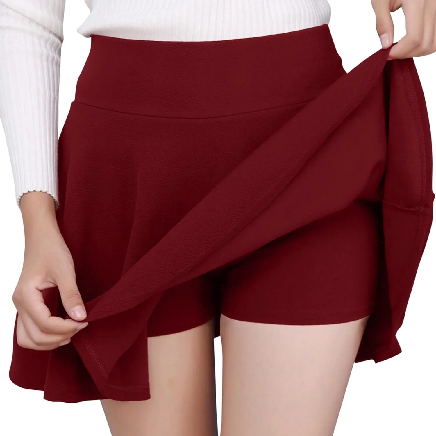 Women Fashion Casual Short Style Solid Half Skirt Glare Sun Skirt Pleated Skirt Jean Skirts for Women Long Length