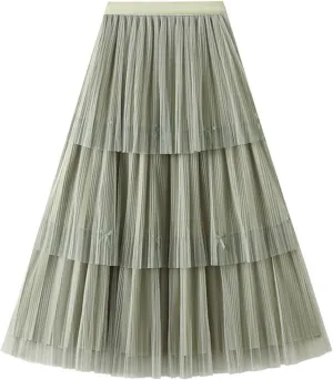 Women Mid Length Skirt Dance Party A Line High Waisted Bowknot Tulle Skirt Holiday Party Sweater Outfits for