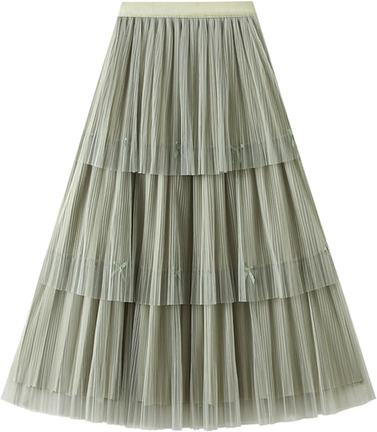 Women Mid Length Skirt Dance Party A Line High Waisted Bowknot Tulle Skirt Holiday Party Sweater Outfits for