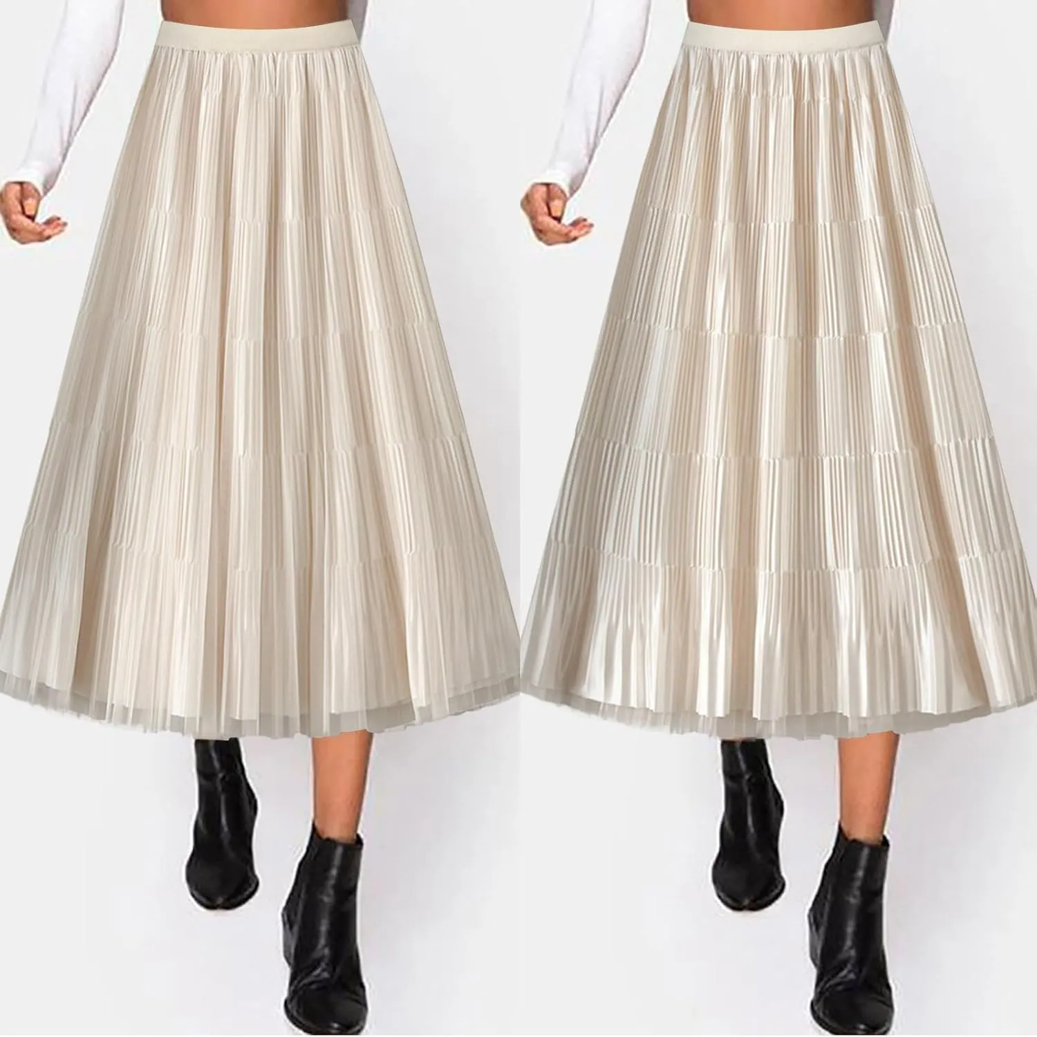 Women Mid Length Skirt Dance Party A Line High Waisted Reversible Tulle Skirt Holiday Party Midi Wrap Skirt with