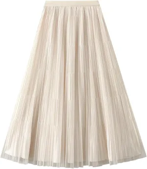 Women Mid Length Skirt Dance Party A Line High Waisted Reversible Tulle Skirt Holiday Party Midi Wrap Skirt with