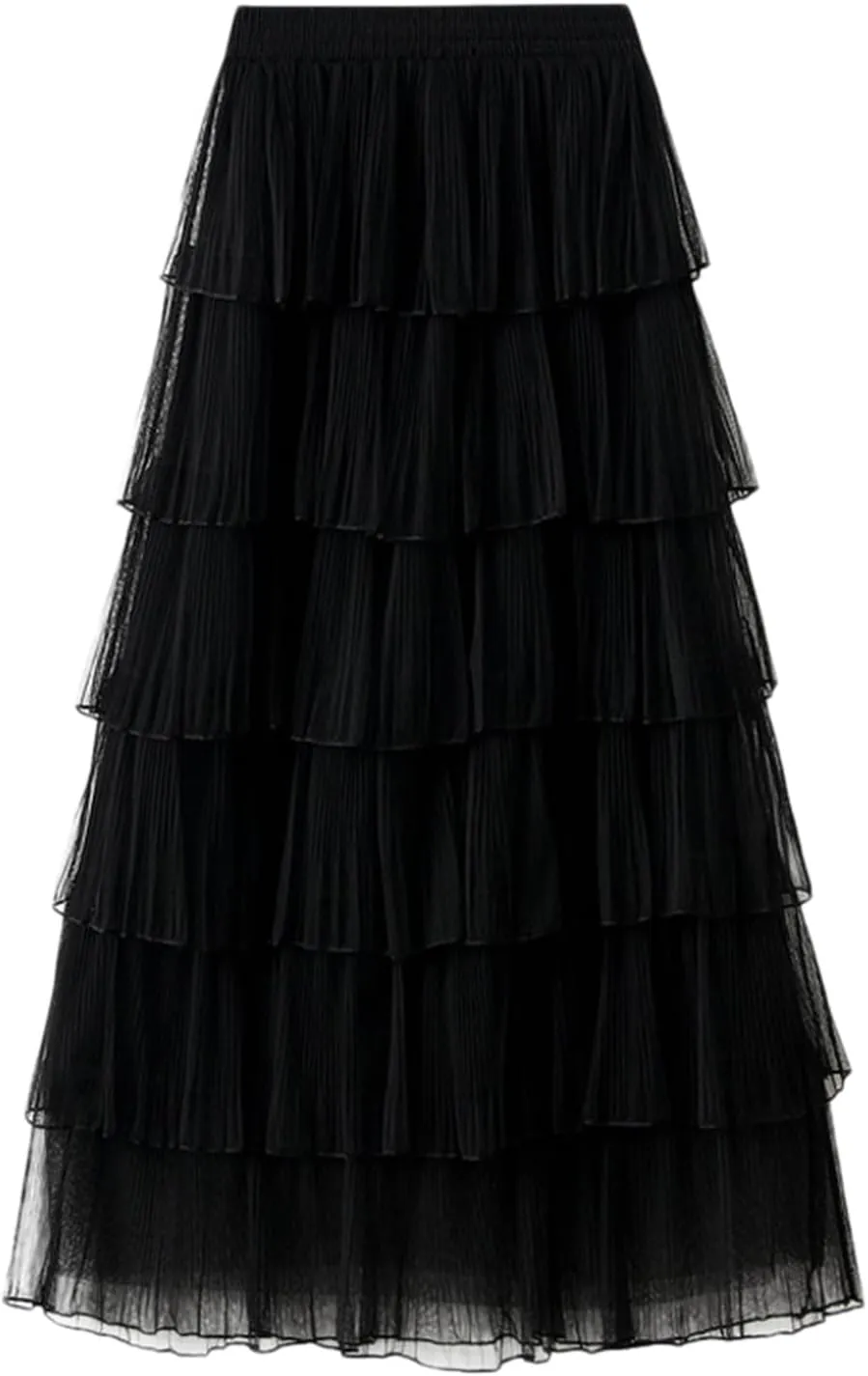 Women Mid Length Skirt Dance Party A Line High Waisted Tulle Tiered Skirt Holiday Party Little Girls Leather