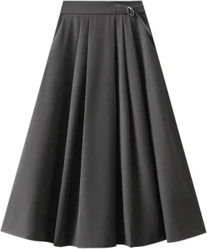 Women Mid Length Suit Skirt A Line High Waisted Pleated Skirt Daily Costume Half Suit Jean Skirts for Teen Girls