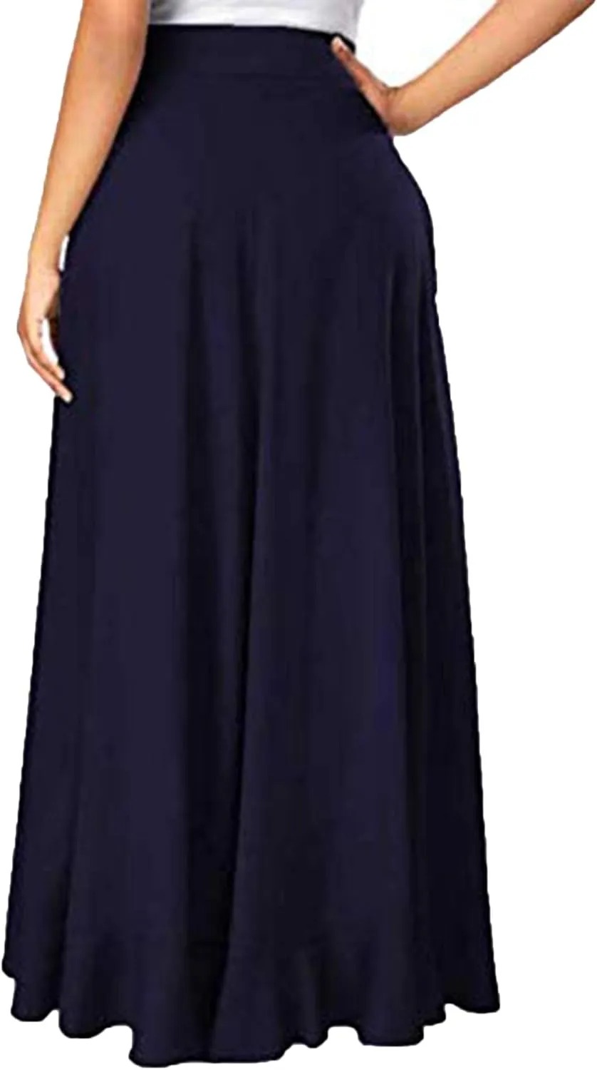 Women Ruffle Pants Split High Waist Maxi Long Crepe Palazzo Overlay Pant Skirt Night Club Cocktail Party Gift