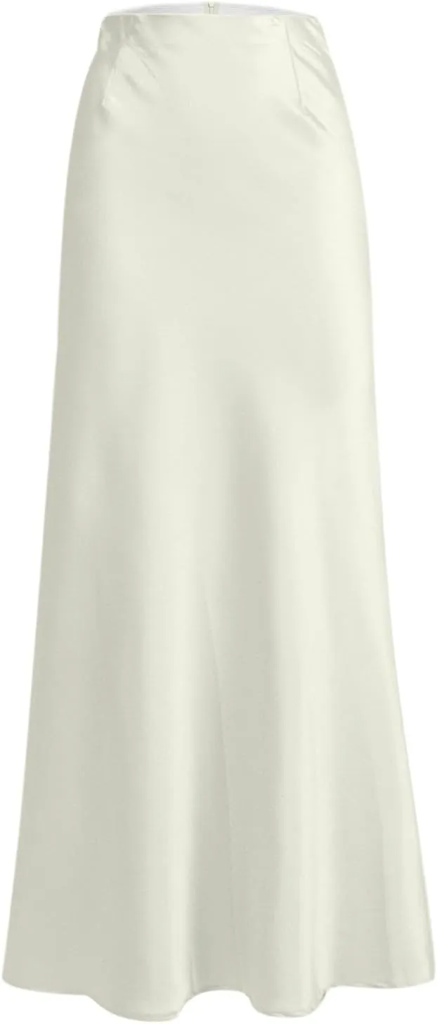 Women Spring Summer Skirt 2024 Silk Elegant High Waist Cocktail Party Wedding Hem Satin Maxi Ballet Leotard No