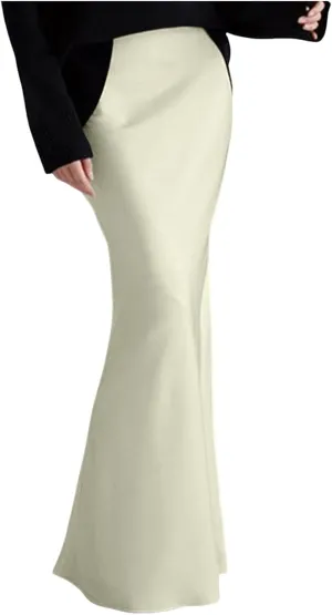 Women Spring Summer Skirt 2024 Silk Elegant High Waist Cocktail Party Wedding Hem Satin Maxi Ballet Leotard No