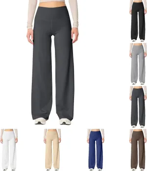 Women Wide Leg Yoga Pants High Waist Straight Trousers Dress Work Pants Tummy Control Flare Leggings with Pockets