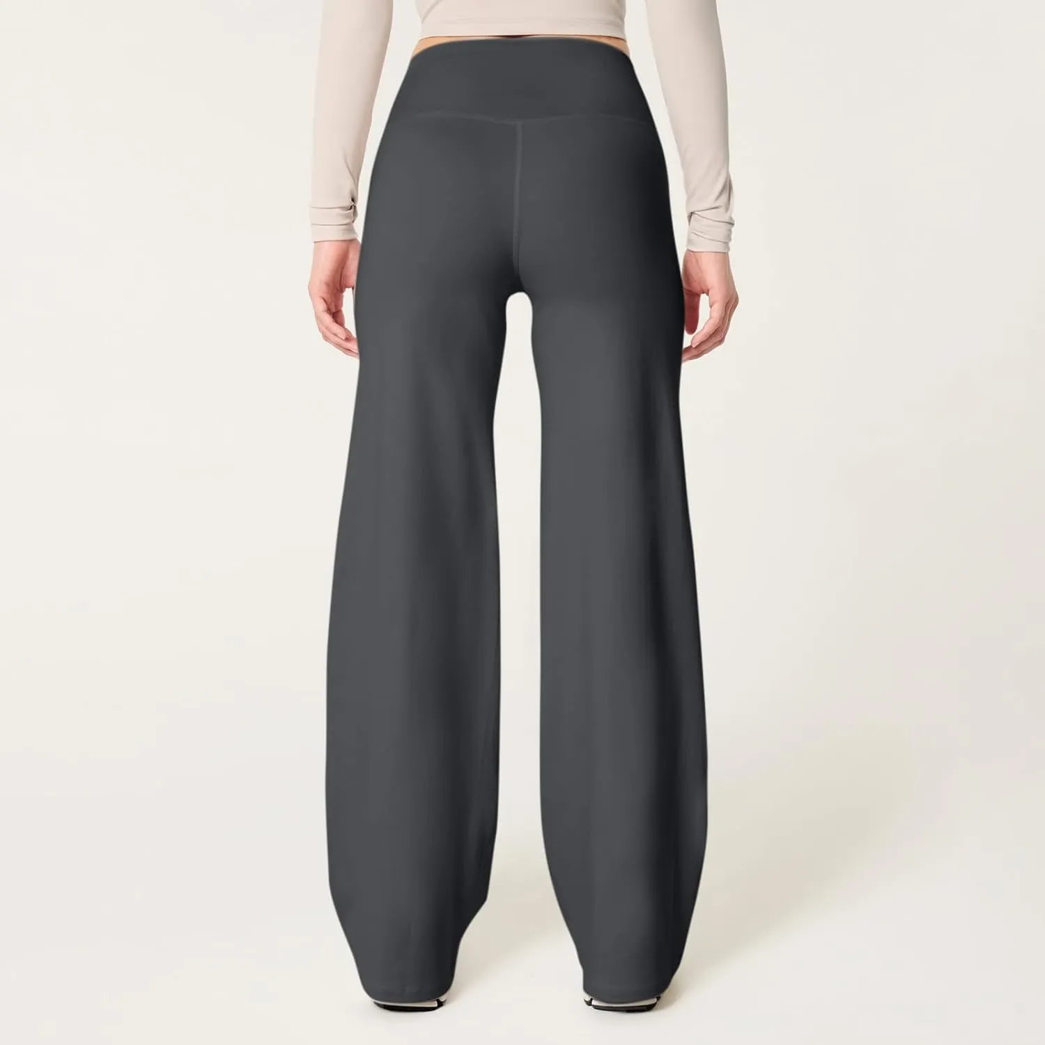 Women Wide Leg Yoga Pants High Waist Straight Trousers Dress Work Pants Tummy Control Flare Leggings with Pockets