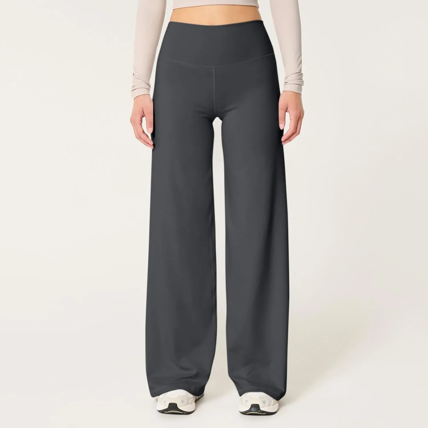 Women Wide Leg Yoga Pants High Waist Straight Trousers Dress Work Pants Tummy Control Flare Leggings with Pockets