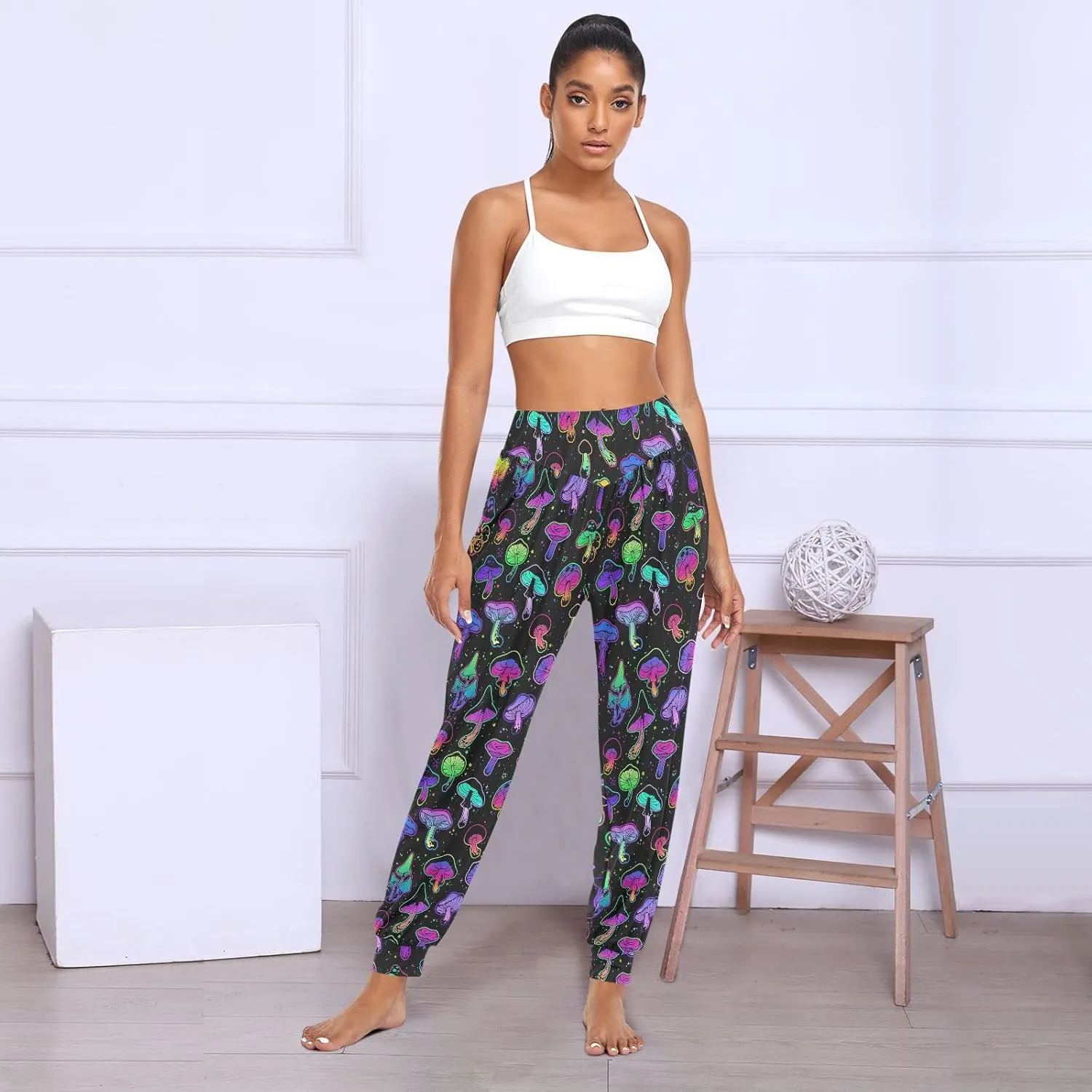 Women Yoga Pants High Waisted Stretch Loose Boho Trousers Sports Dance Harem Pants