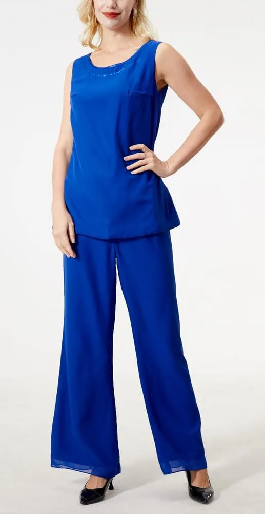 Women's 3 PC Chiffon Pants Suits Mother's Outfit for Wedding Plus Size Evening Gowns Dress Suit