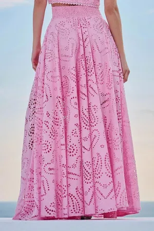 Womens Boho Eyelet Maxi Skirts Lace Flowy A-Line Summer Beach Long Skirts Elegant Outfits