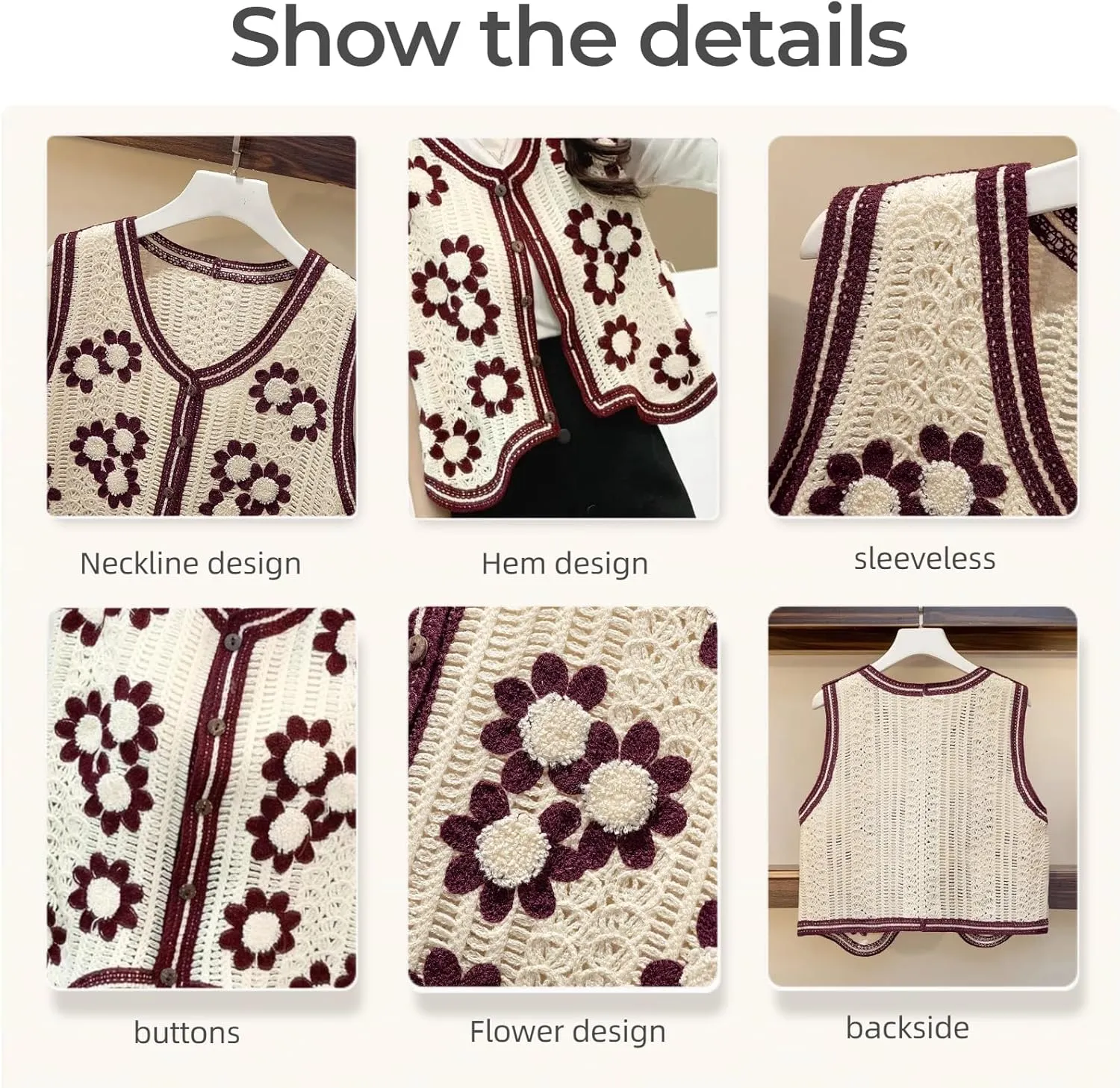 Women's Casual Sleeveless V-Neck Buttoned Knit Cardigan Short Knit Vest