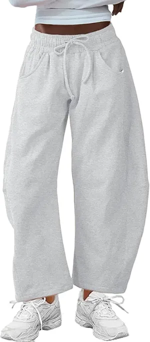 Womens Casual Wide Leg Pants Loose Drawstring Summer Jogging Travel Palazzo Harem Pants Sweatpant