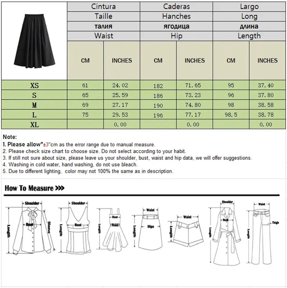 Women's High - Waist A - Line Elegant Solid - Color Midi Long Skirt for Casual Wear
