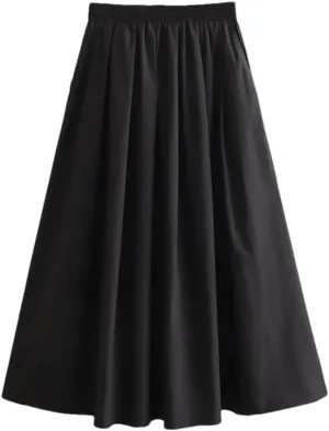Women's High - Waist A - Line Elegant Solid - Color Midi Long Skirt for Casual Wear