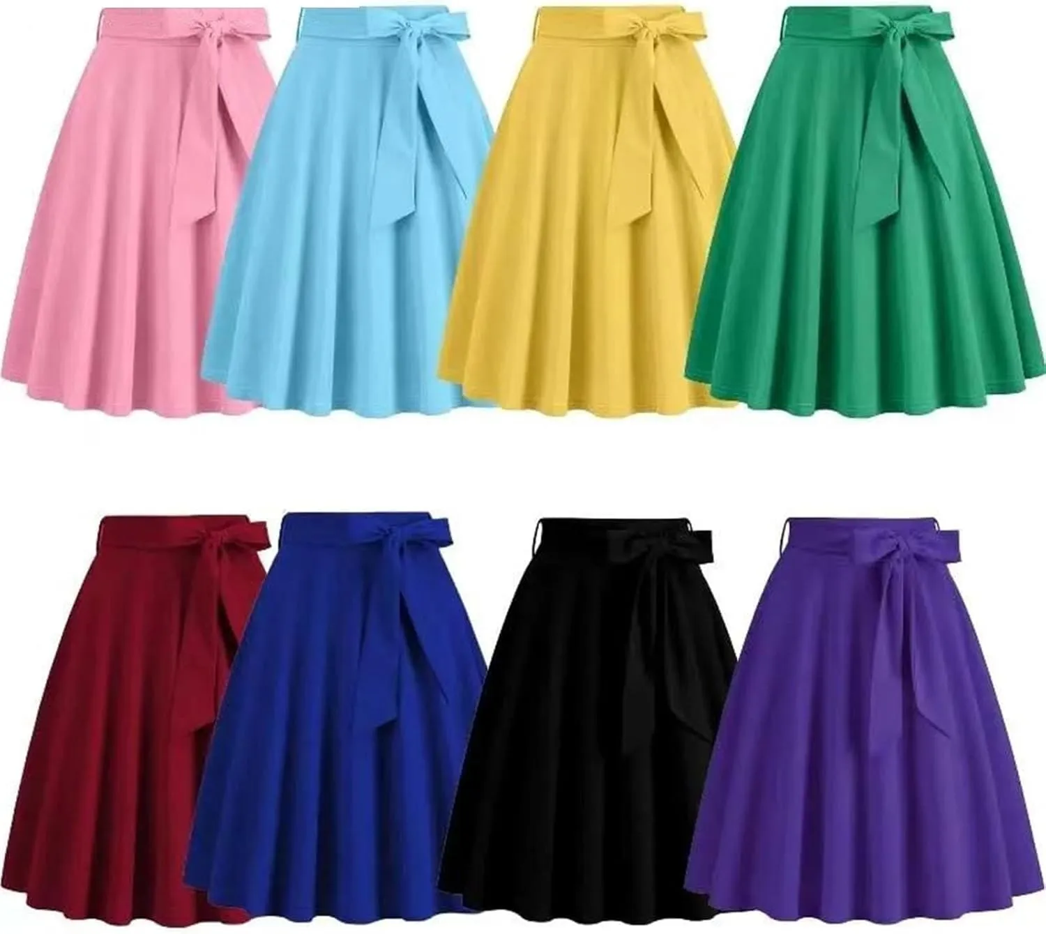 Women's High Waist A Line Skirts for Women Vintage Midi Long Skirt Casual Athletic Skirts