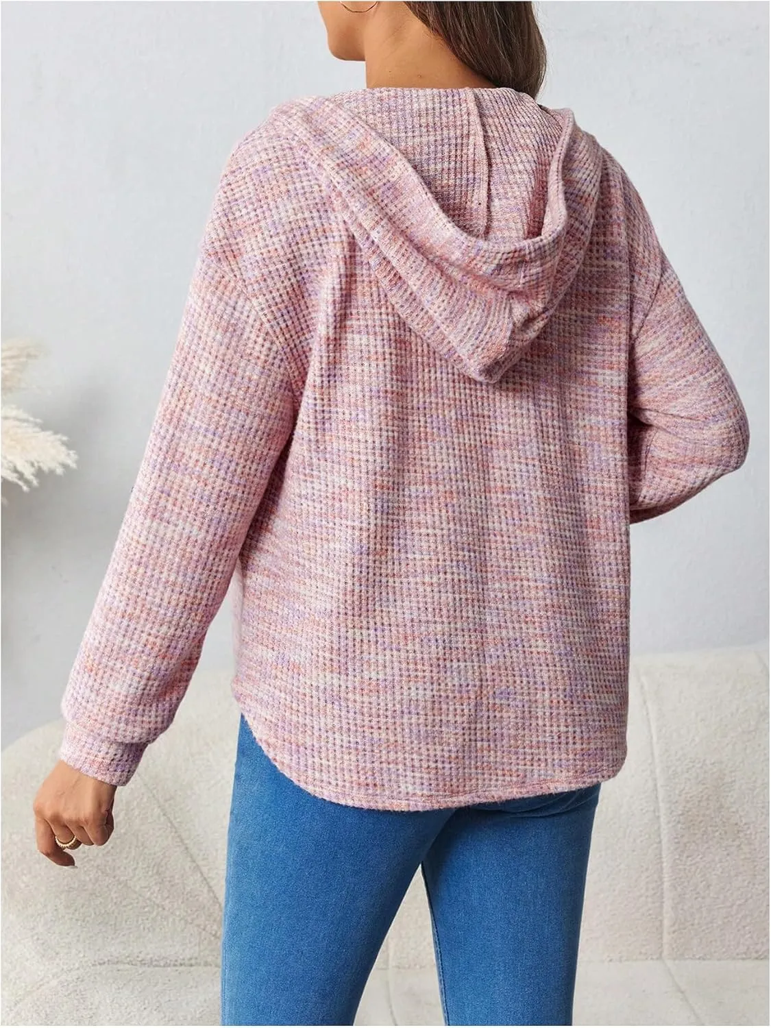 Women's Maternity Half Zip Sweatshirts Long Sleeve Drop Shoulder Drawstring Hoodie