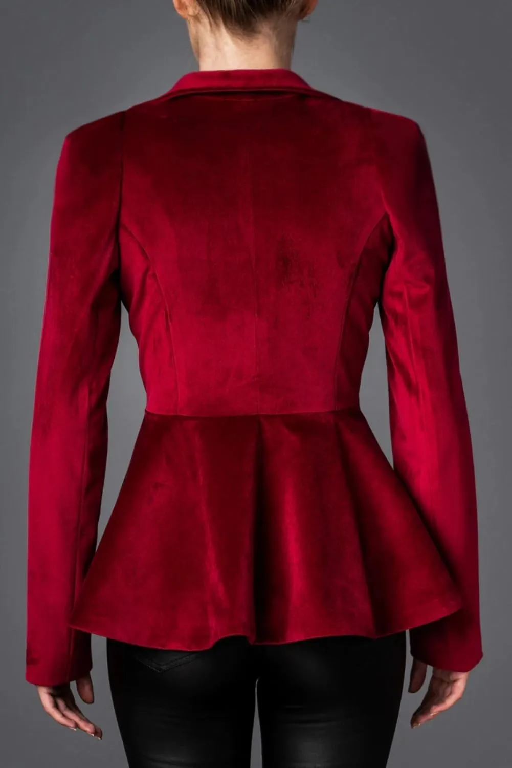 Women's Notched Lapel Vintage Office Button Front Velvet Blazer