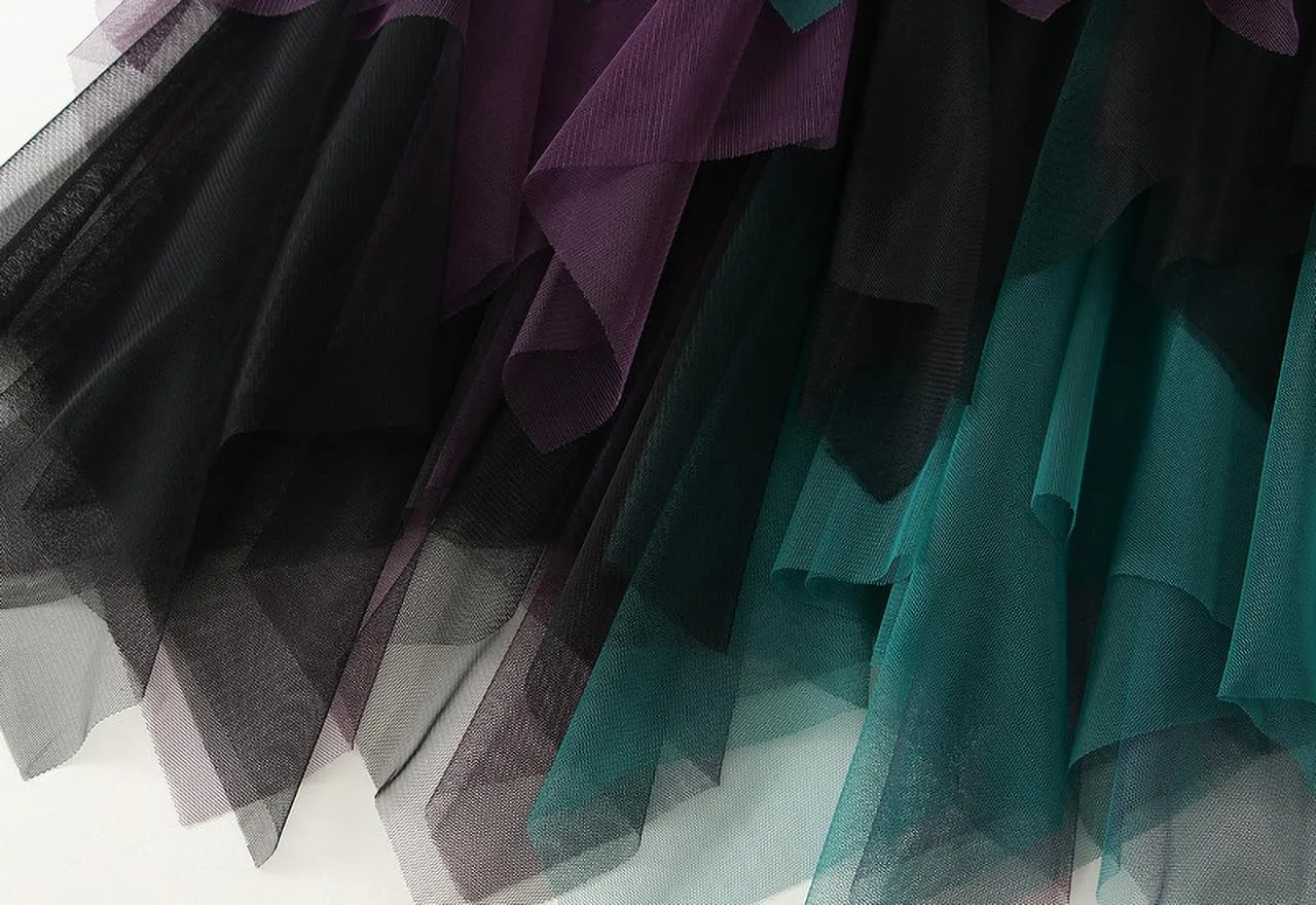 Women's Pleated Tulle Skirt Irregular Underskirt Layered Pleated A-line Midi Skirt for Wedding Party Prom