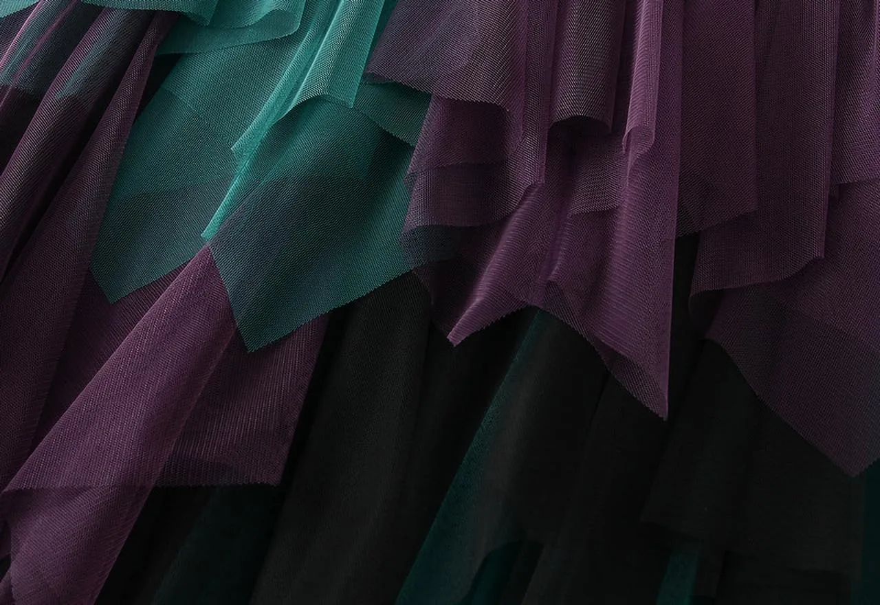 Women's Pleated Tulle Skirt Irregular Underskirt Layered Pleated A-line Midi Skirt for Wedding Party Prom