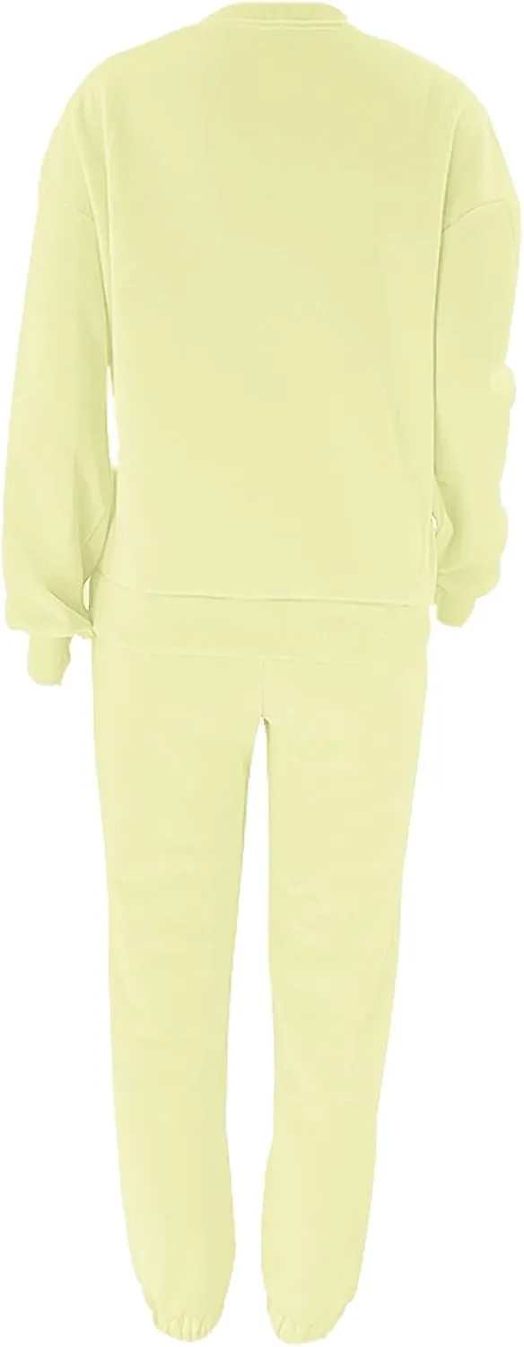 Women's Pullover Tracksuit Fleece Sweatshirt Jogging Pants 2 Pieces Sweatsuits