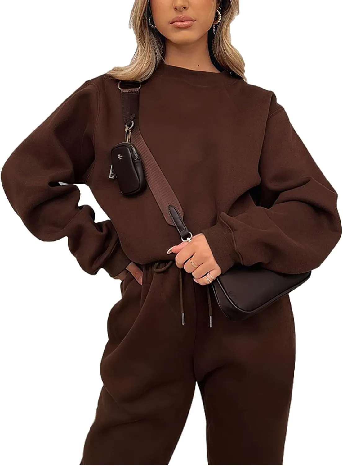 Women's Pullover Tracksuit Fleece Sweatshirt Jogging Pants 2 Pieces Sweatsuits