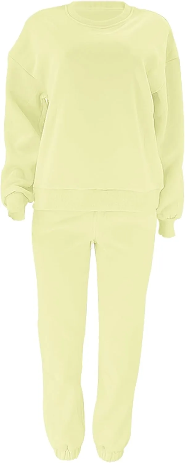 Women's Pullover Tracksuit Fleece Sweatshirt Jogging Pants 2 Pieces Sweatsuits