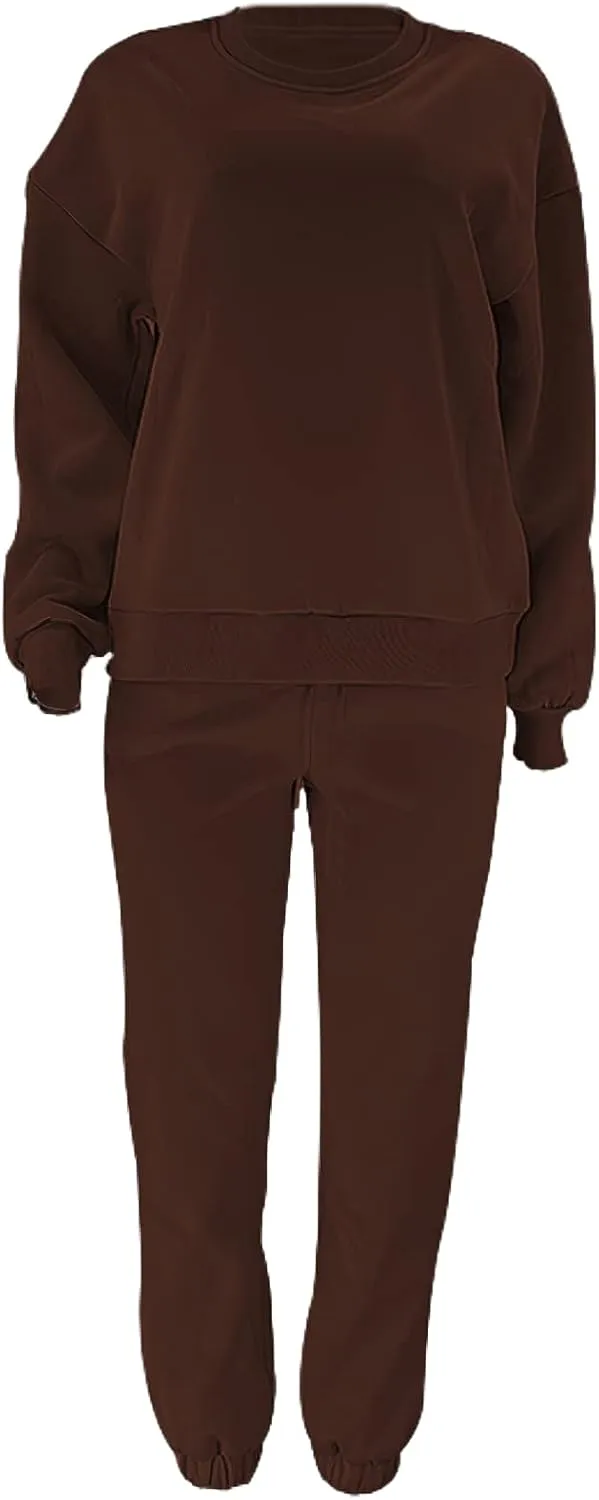 Women's Pullover Tracksuit Fleece Sweatshirt Jogging Pants 2 Pieces Sweatsuits