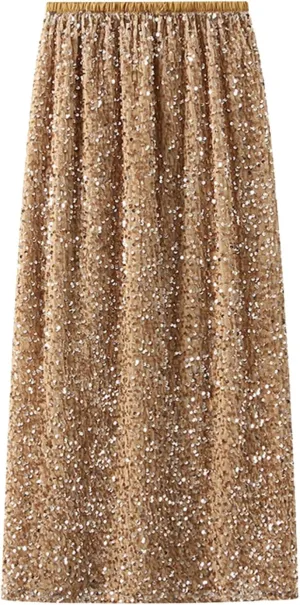 Women's Sequin Skirt, Sequined Hip-Hugging Skirt, Sparkle Party, Elastic Waist, Night Out Party Bodycon Midi Skirt