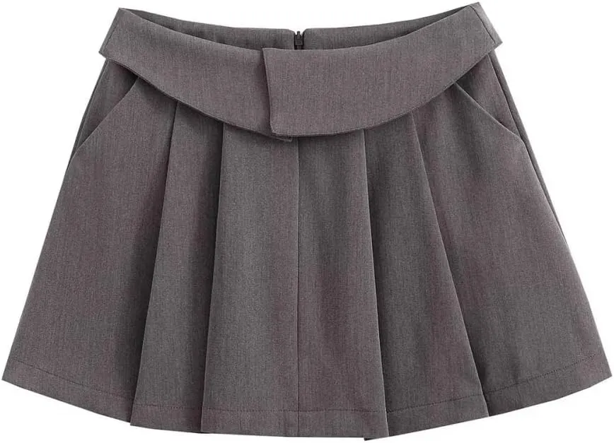 Womens Short Skirts - Pleated Skirt Women Mini Skirts Woman Fashion High Waist Skirts for Women Streetwear Pocket