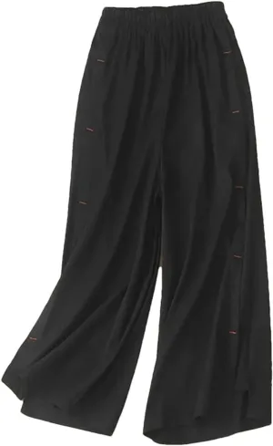Women's Solid Color Elastic Waist Wide Leg Pants Casual Thin Harem Pants