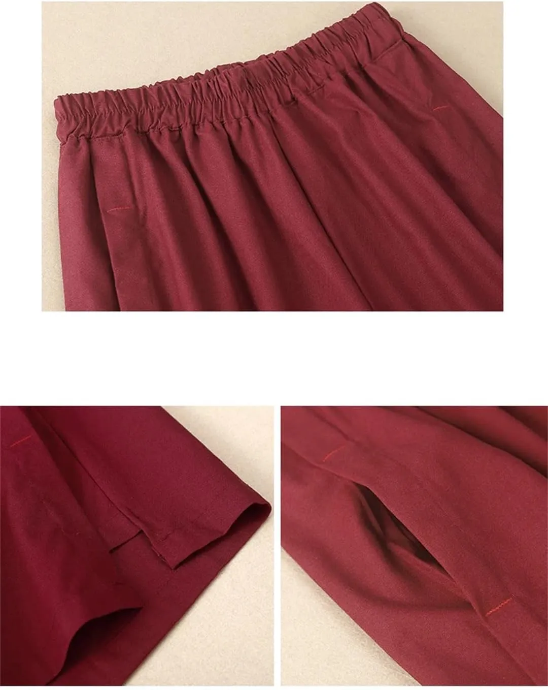 Women's Solid Color Elastic Waist Wide Leg Pants Casual Thin Harem Pants