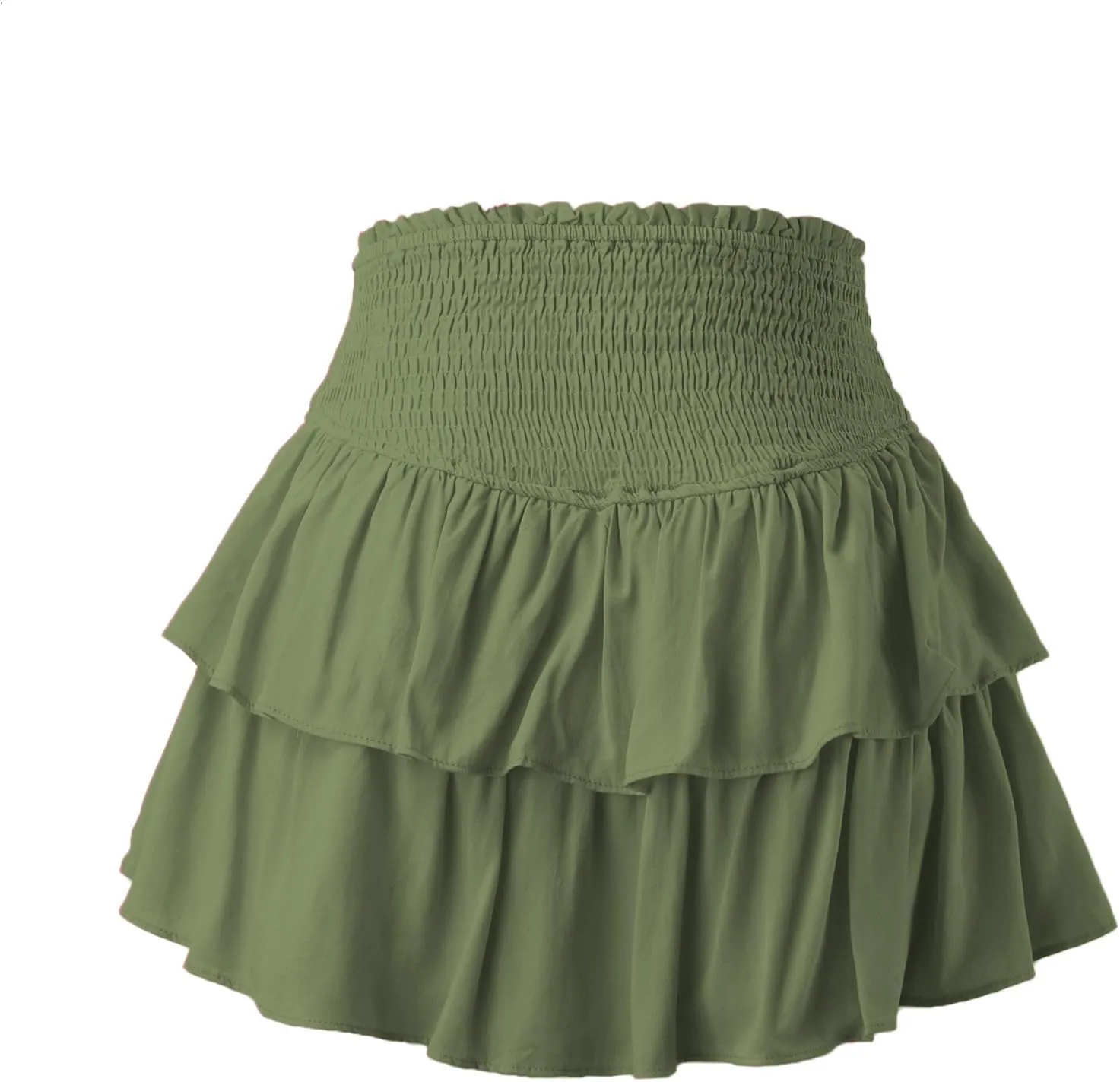 Women's Summer Solid Color Pleated Double Layer Cake Skirt Sexy Hot Girl Leaf Skirt Plus Size Tennis Skirts for